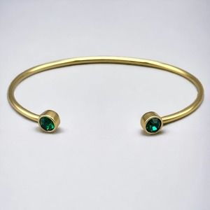 ALEX & ANI Emerald Crystal and Gold-Tone Cuff Bracelet Pouch - NEW